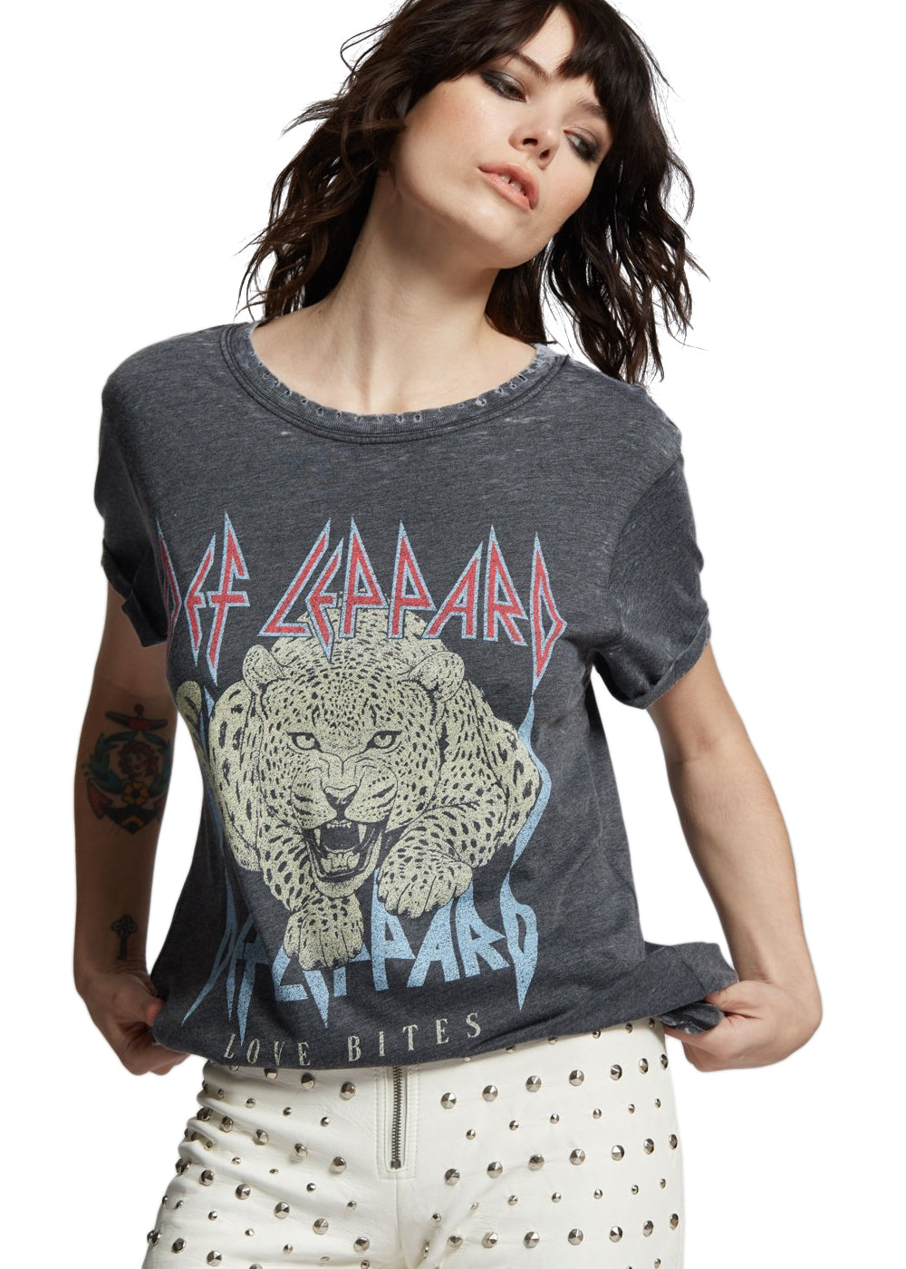 Def Leppard Love Bites Band Womens Tee Shirt Black