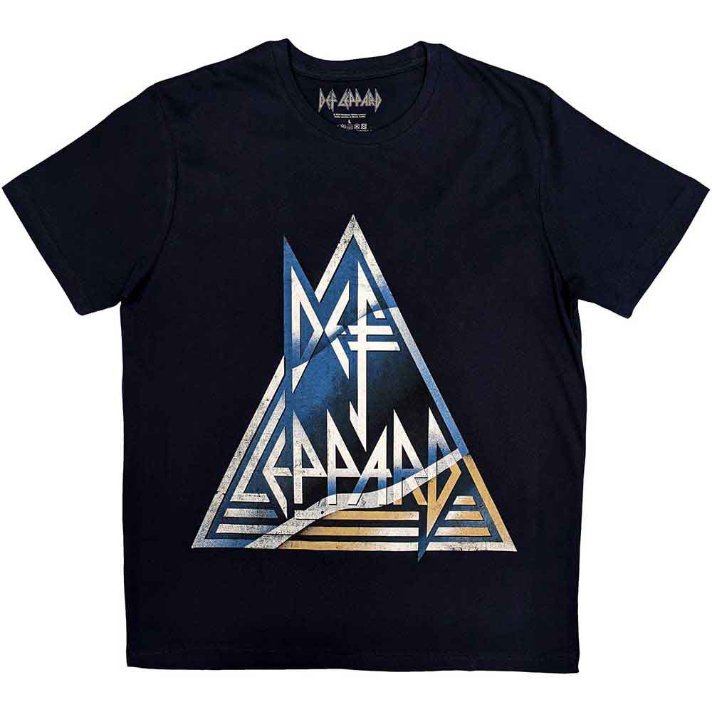 Def Leppard Triangle Logo T Shirt Blue Officially Licensed