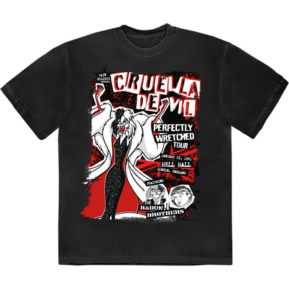 Disney 101 Dalmatians Cruella Tour Mens T Shirt Officially Licensed