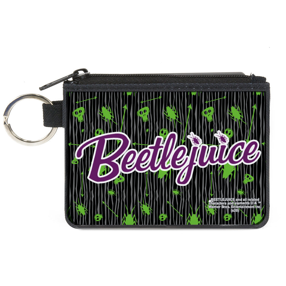 Beetlejuice Roach Skull Doodles Collage Canvas Zipper Wallet