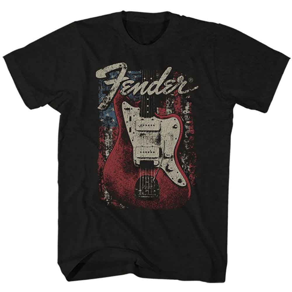 Fender Distressed Guitar T Shirt Black Officially Licensed