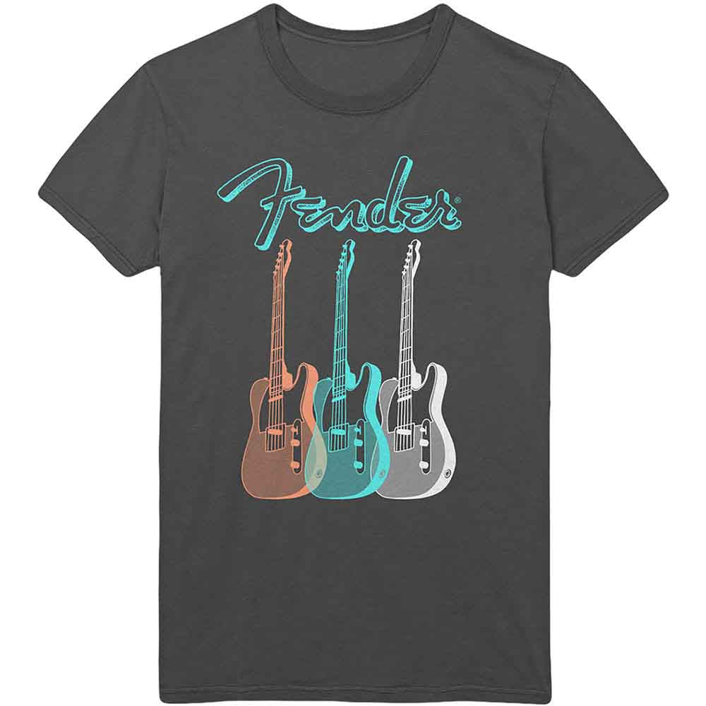 Fender Triple Guitar Mens T Shirt Officially Licensed