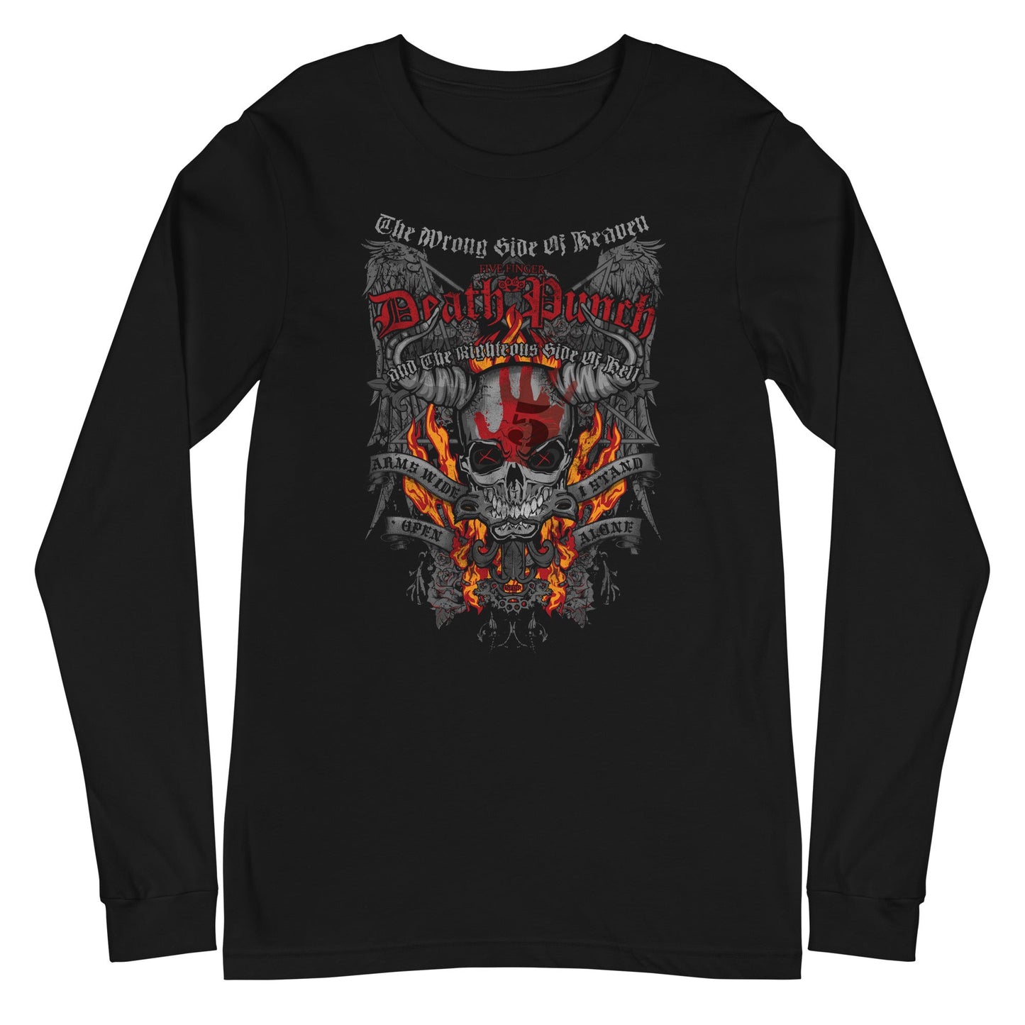 Five Finger Death Punch Wrong or Righteous Mens Long Sleeve T Shirt Black