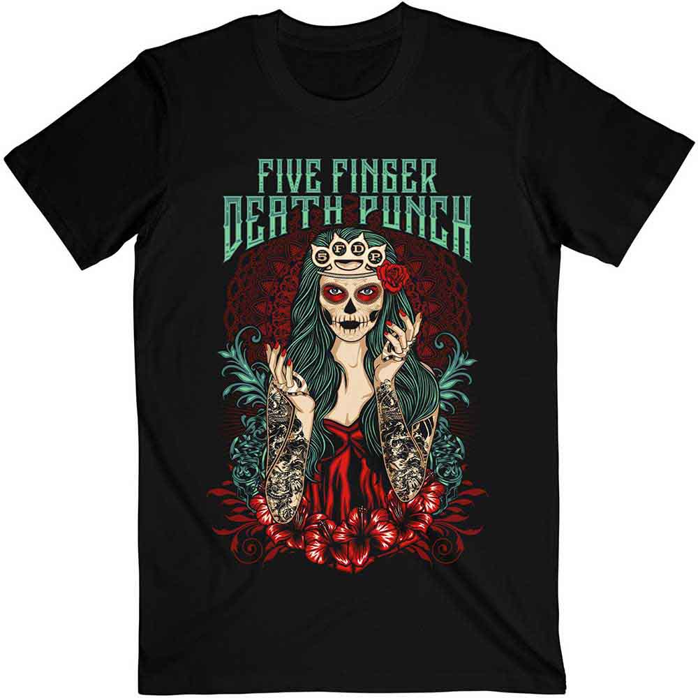Five Finger Death Punch Lady Muerta Mens T Shirt Black Officially Licensed