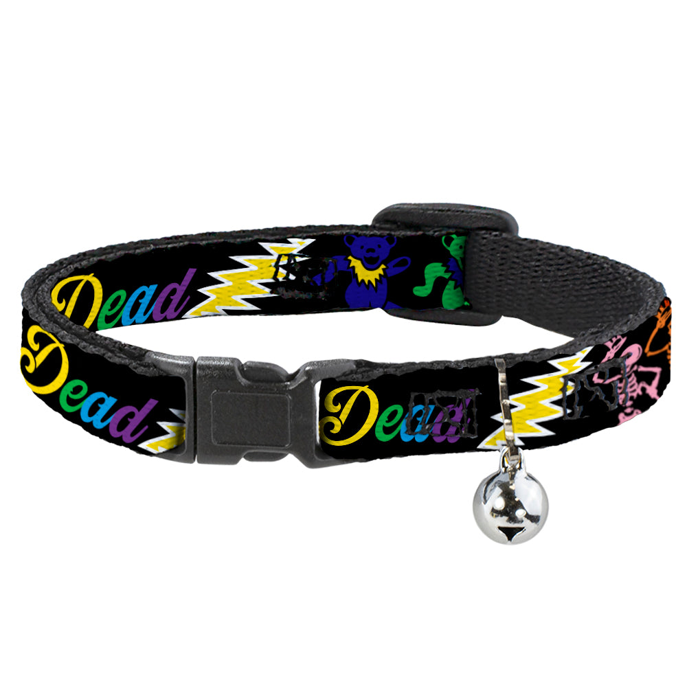 Grateful Dead Script with Bears and Skeletons Cat Collar