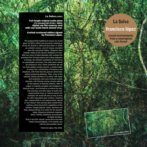 FRANCISCO LOPEZ - La Selva Vinyl Record