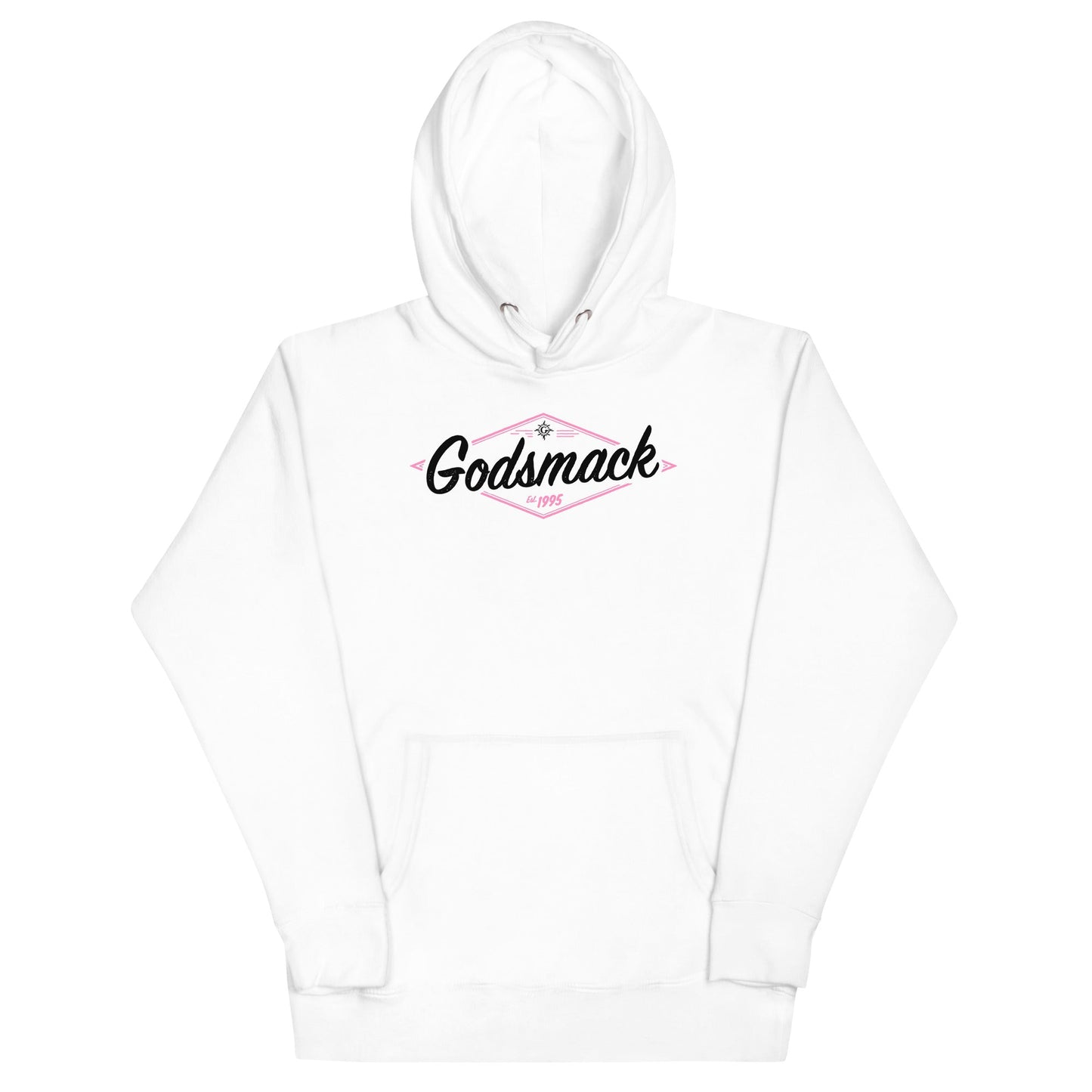 Godsmack Black and Pink Logo Mens Officially Licensed Hoodie White