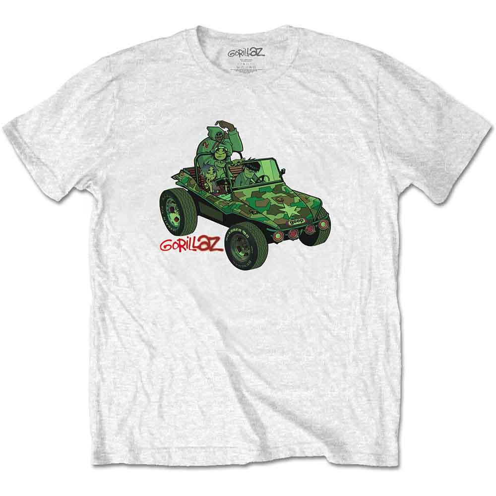 Gorillaz Green Jeep Mens T Shirt White