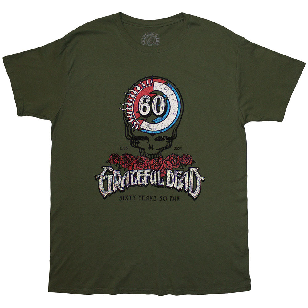 Grateful Dead 60th Roses Mens T Shirt Green Officially Licensed