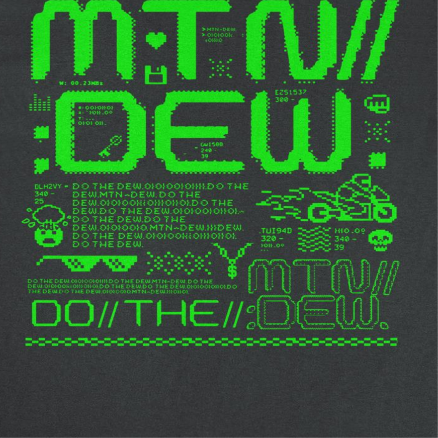 Mountain Dew Pixel Dew Mens T Shirt Black Officially Licensed