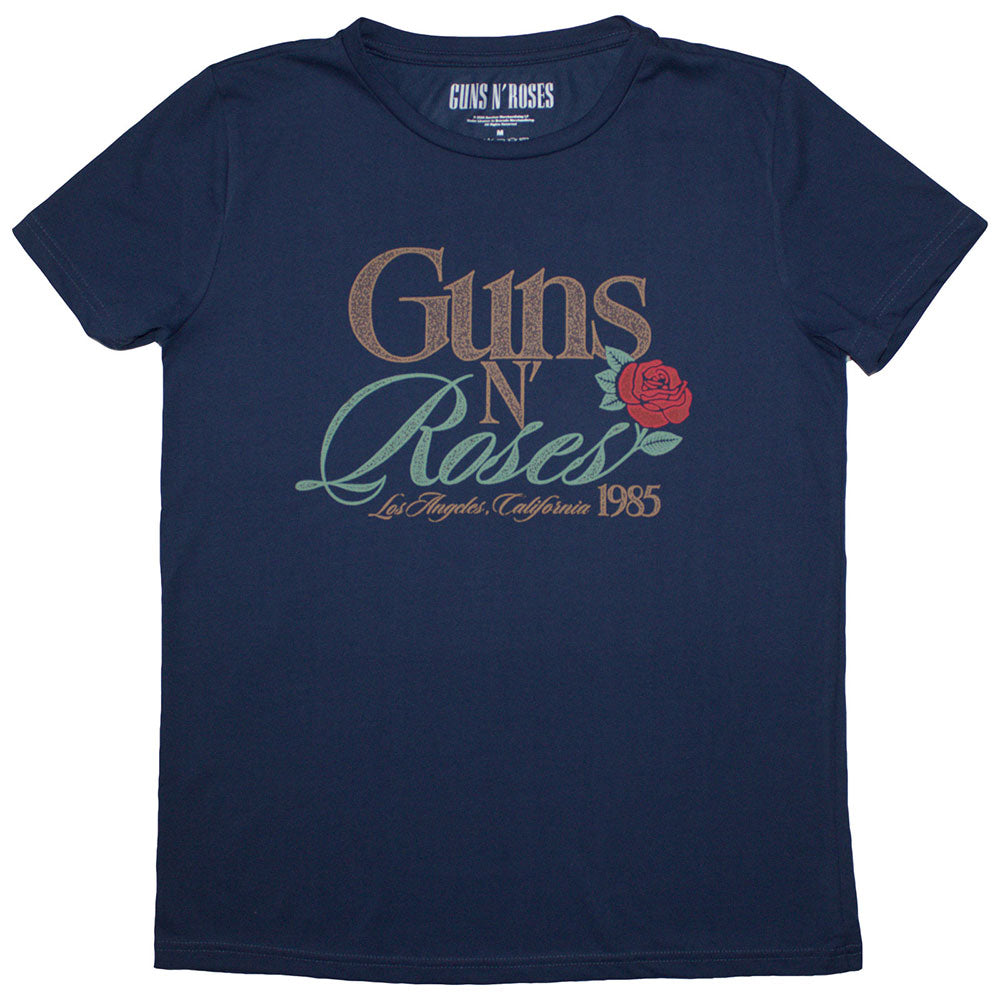 Guns N' Roses California 1985 Womens T Shirt Blue