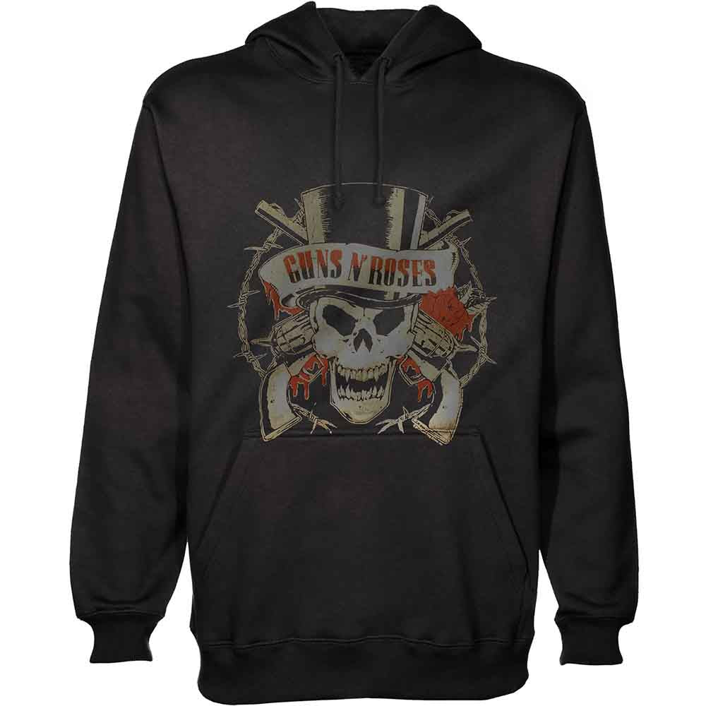Guns N' Roses Distressed Skull Hoodie Sweatshirt Officially Licensed