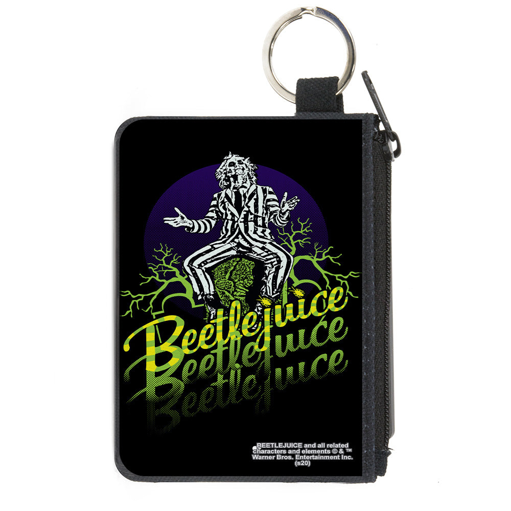 Beetlejuice Sitting on Tombstone Pose Canvas Zipper Wallet