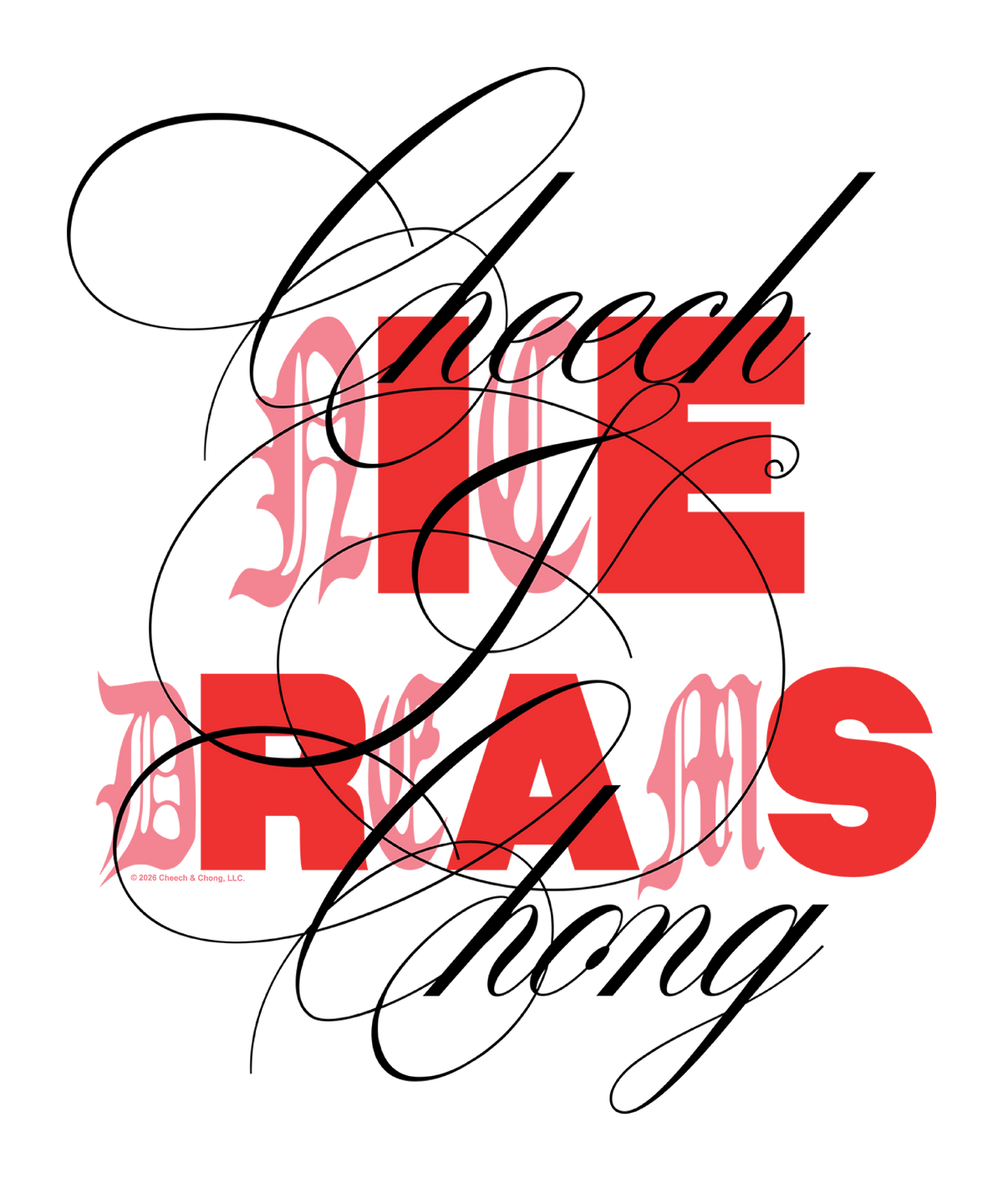 Cheech & Chong Nice Dreams Red Typography Mens T Shirt Blue Officially Licensed