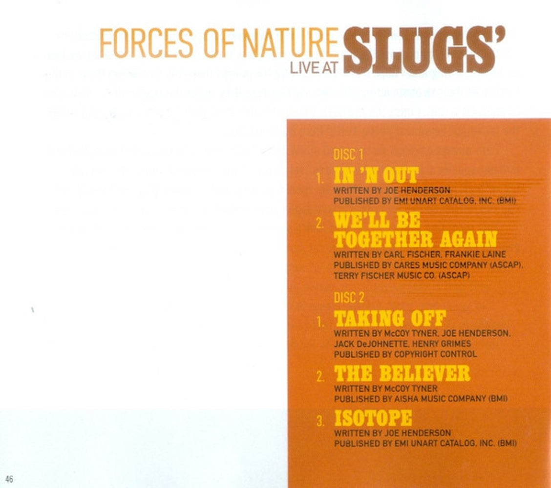 McCoy Tyner / Joe Henderson – Forces Of Nature: Live At Slugs' (2-CD)