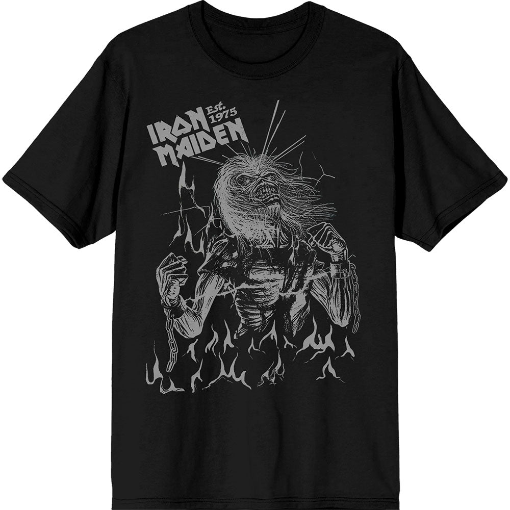 Iron Maiden Est. 1975 Life After Death Flames Mens T Shirt Black Officially Licensed