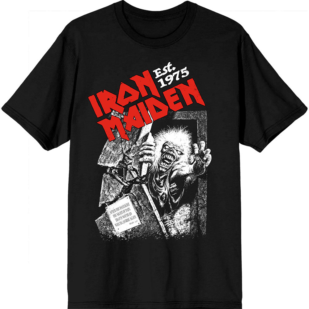 Iron Maiden Est. 1975 No Prayer Grave Red Logo Mens T Shirt Officially Licensed