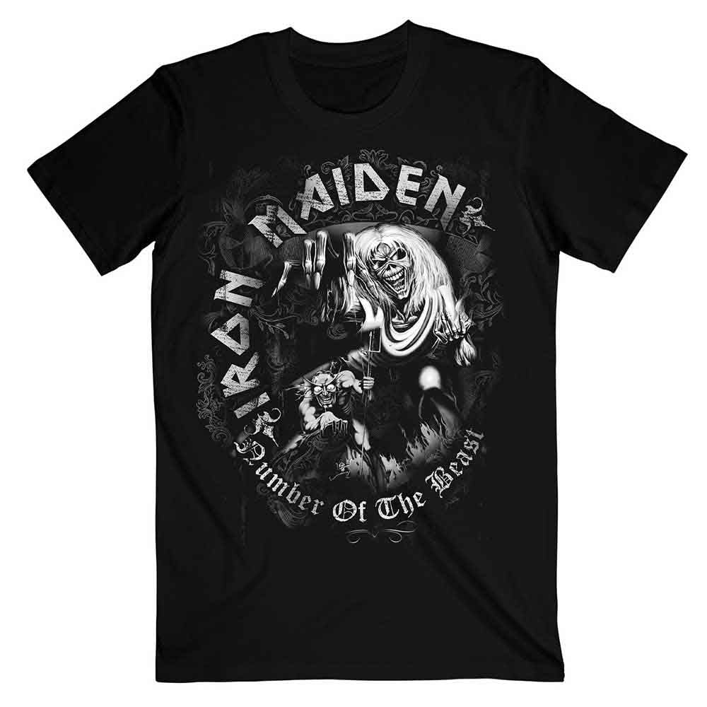 Iron Maiden Number Of The Beast Grey Tone Mens T Shirt Officially Licensed