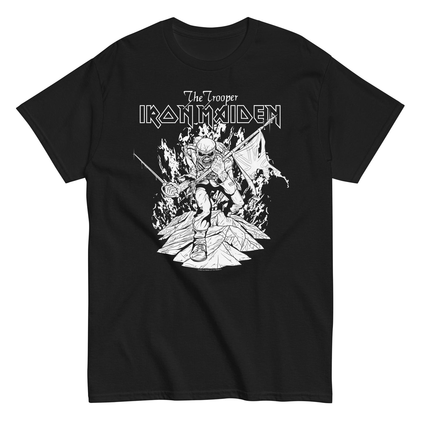 Iron Maiden Trooper Black and White Officially Licensed Mens T Shirt Black