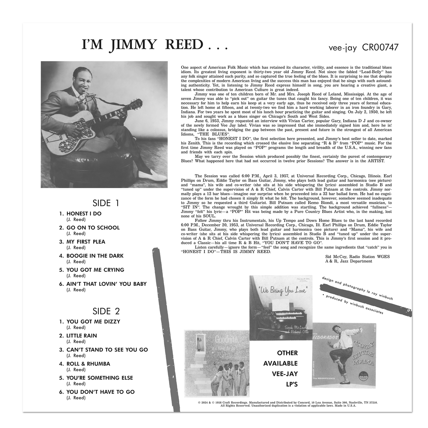I'm Jimmy Reed (Bluesville Series) - 180G LP Vinyl Record
