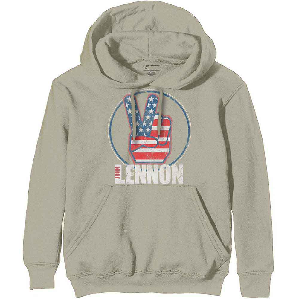 John Lennon Peace Fingers US Flag Hoodie Sweatshirt Officially Licensed