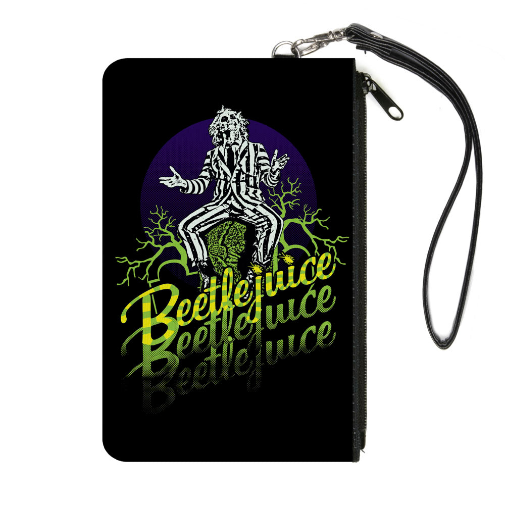 Beetlejuice Sitting on Tombstone Canvas Zipper Wallet