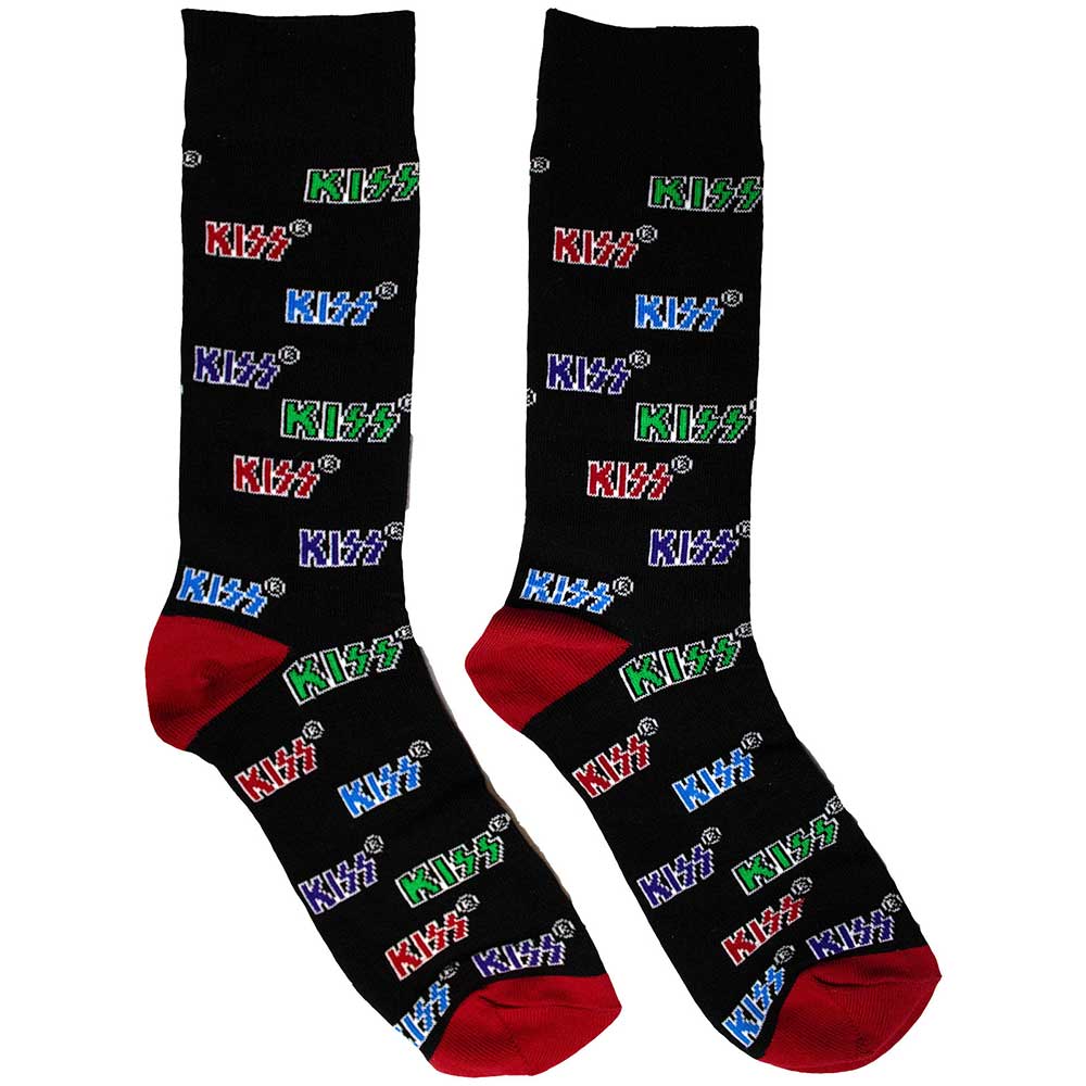 Kiss Coloured Logos Pattern Socks Officially Licensed
