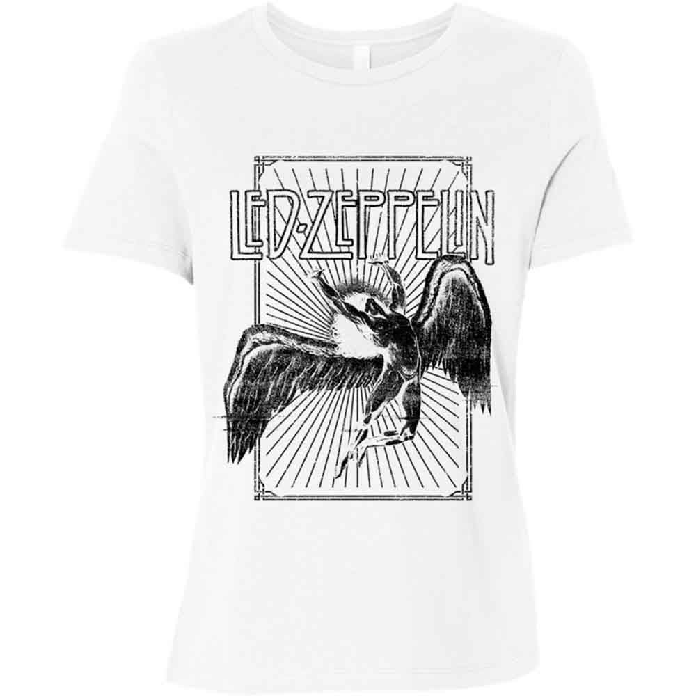 Led Zeppelin Icarus Burst Womens T Shirt White Officially Licensed
