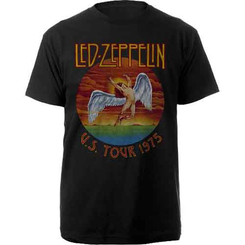 Led Zeppelin USA Tour '75 Mens T Shirt Black Officially Licensed