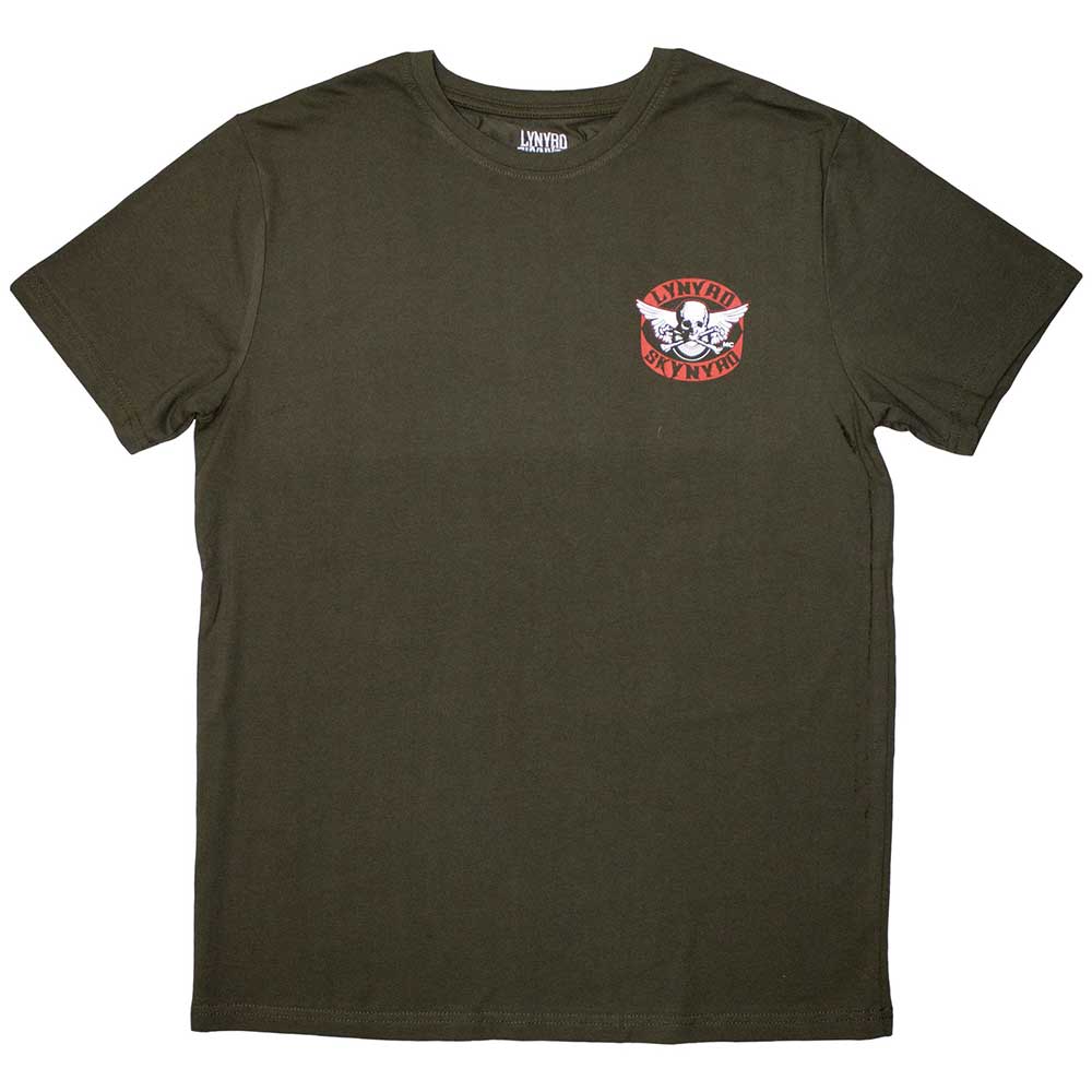 Lynyrd Skynyrd Mini Biker Patch Logo Mens T Shirt Green Officially Licensed