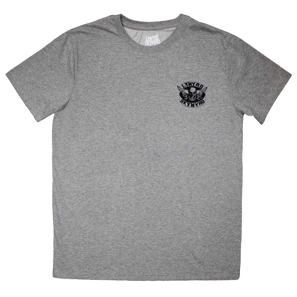 Lynyrd Skynyrd Mini Biker Patch Logo Mono Mens T Shirt Grey Officially Licensed