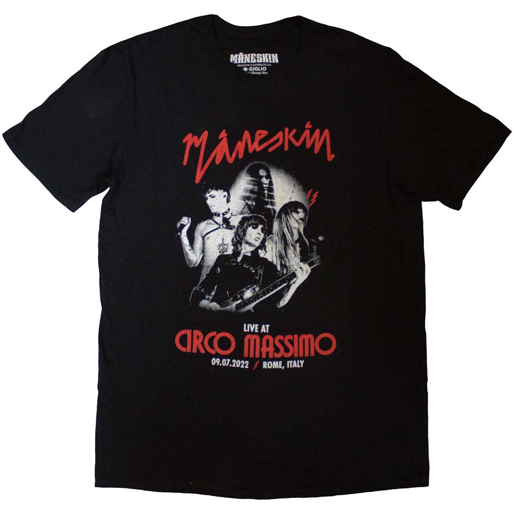 Maneskin Live At Circo Massimo 2022 Poster Mens T Shirt Officially Licensed