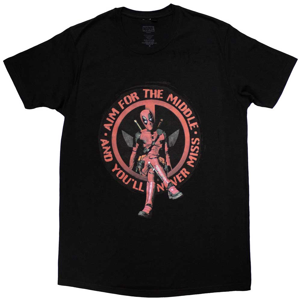 Marvel Comics Deadpool Aim Middle Mens T Shirt Officially Licensed