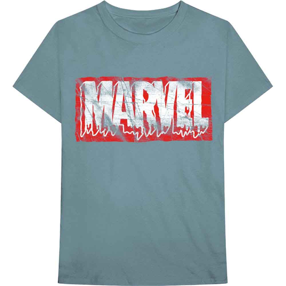 Marvel Comics Distressed Dripping Logo Mens T Shirt Officially Licensed