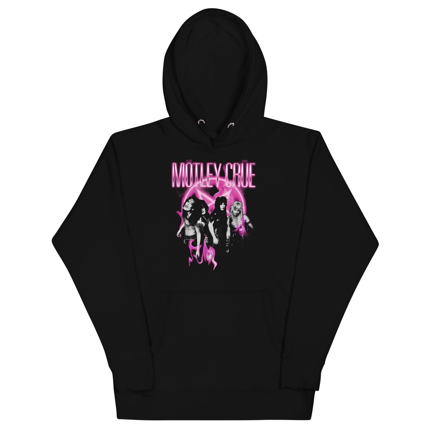 Motley Crue Neon Pink Mens Officially Licensed Hoodie Black