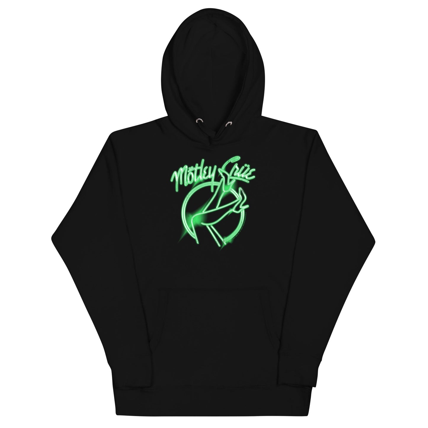 Motley Crue Neon Green Girls Mens Officially Licensed Hoodie Black