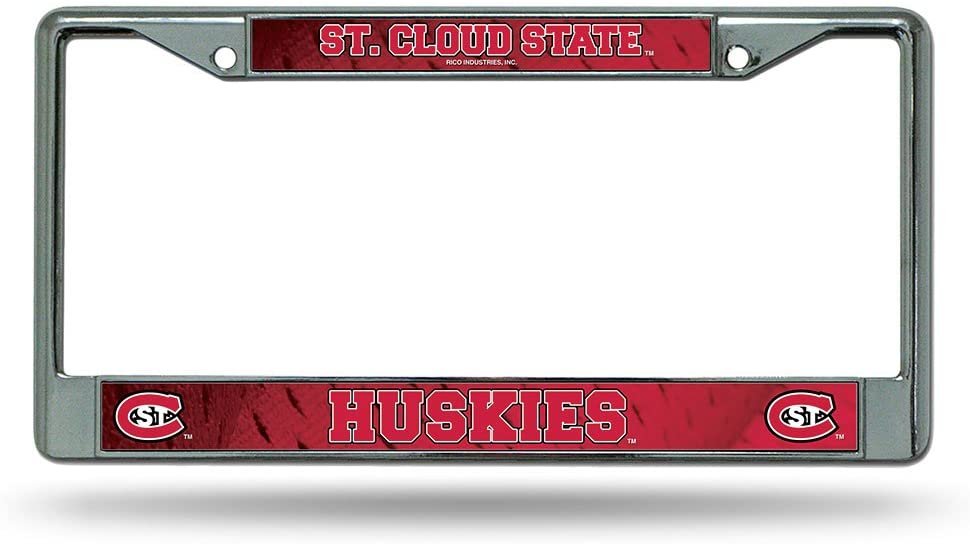 St Cloud State University Huskies Metal License Plate Frame Chrome Tag Cover, 6x12 Inch