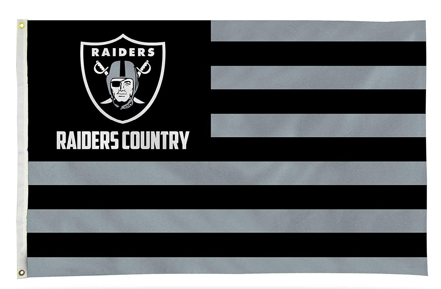 Las Vegas Raiders Premium 3x5 Feet Flag Banner, Country Design, Metal Grommets, Outdoor Use, Single Sided