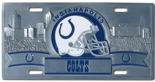 Indianapolis Colts Zinc Metal License Plate Tag Raised 3D Details, Heavy Gauge, 6x12 Inch
