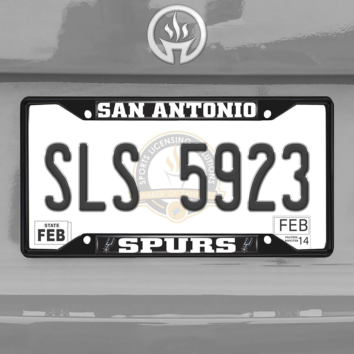 FANMATS 31340 San Antonio Spurs Metal License Plate Frame Black Finish