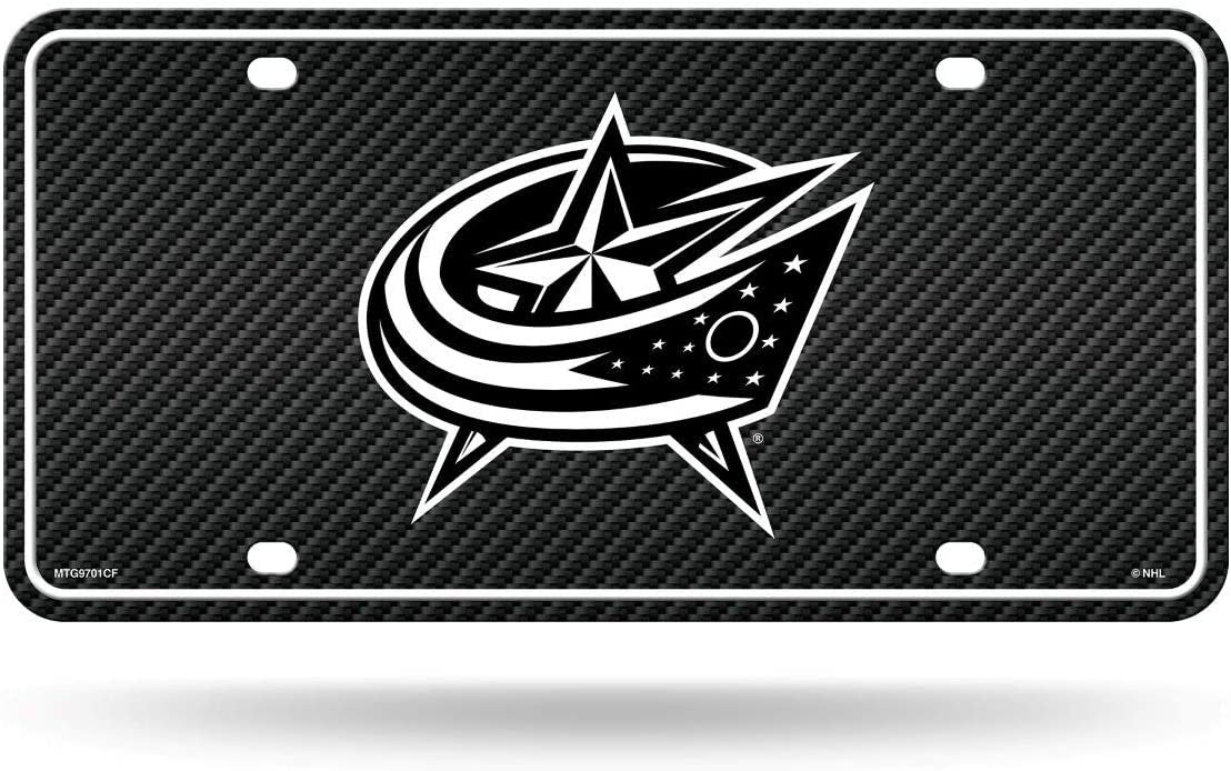 Columbus Blue Jackets Metal Tag License Plate Aluminum Novelty Carbon Fiber Design 12x6 Inch