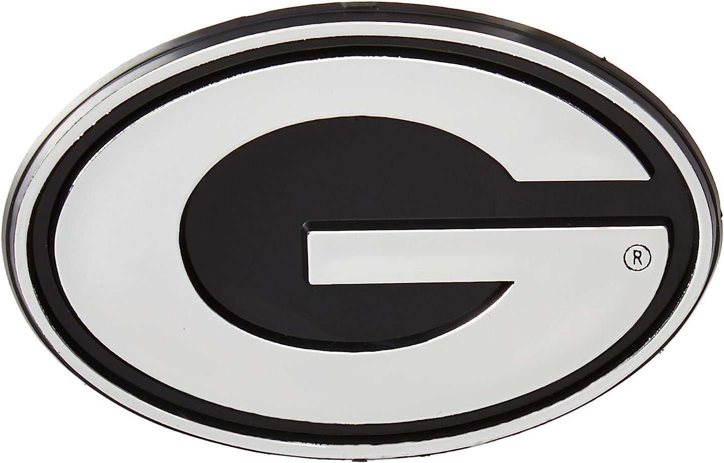 University of Georgia Bulldogs Silver Chrome Color Auto Emblem Molded Raised Adhesive Tape Backing