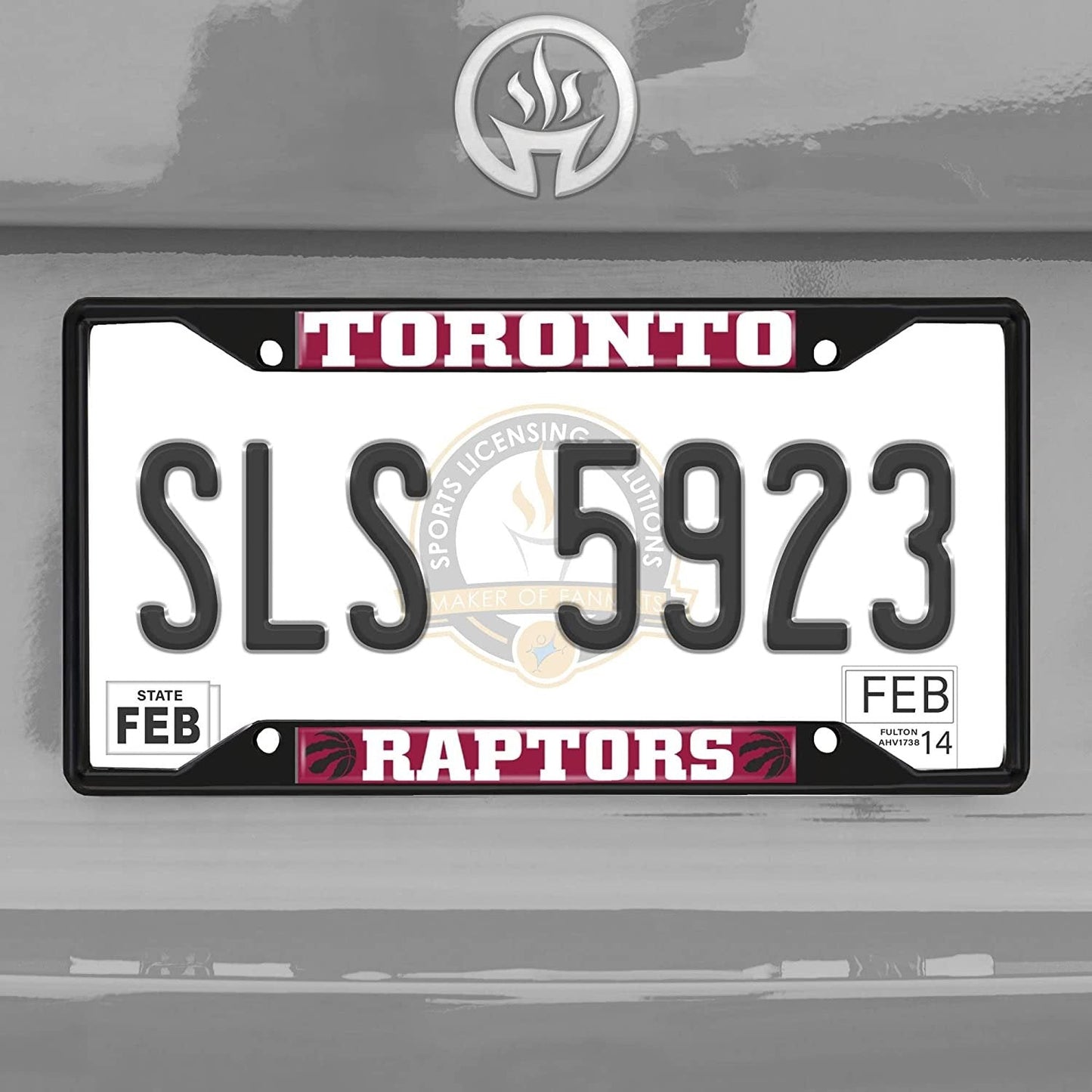 Toronto Raptors Black Metal License Plate Frame Tag Cover, 6x12 Inch
