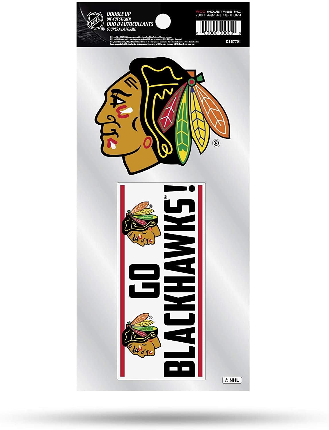 Chicago Blackhawks Double Up Die Cut 2-Piece Sticker Sheet