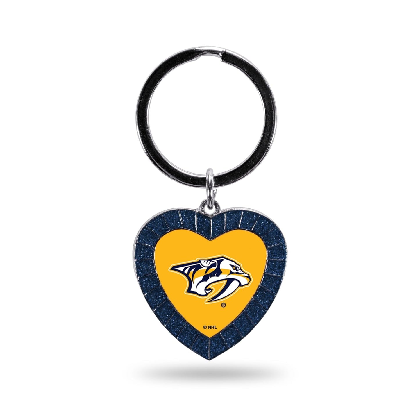 Nashville Predators Metal Keychain, Team Color Rhinestone Heart