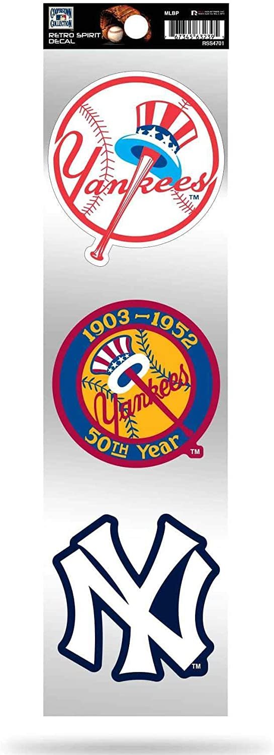 New York Yankees Triple Retro Throwback Spirit Decals Flat Vinyl Auto Home Sticker Sheet Baseball