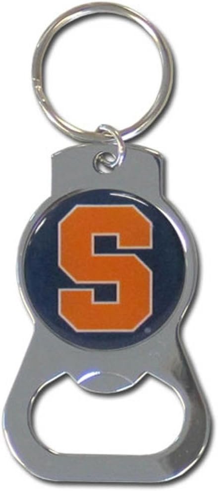 Syracuse University Orange Premium Solid Metal Bottle Opener Keychain, Silver Key Ring, Team Logo