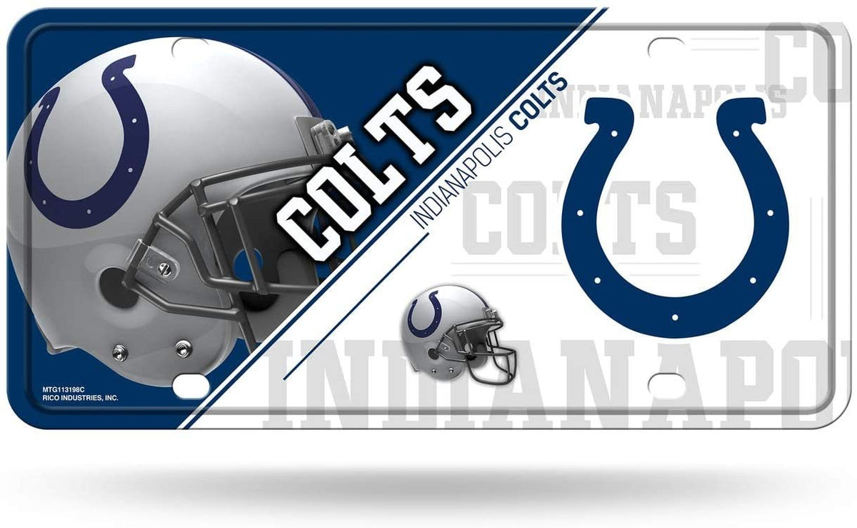 Indianapolis Colts Metal Auto Tag License Plate, Split Design, 6x12 Inch