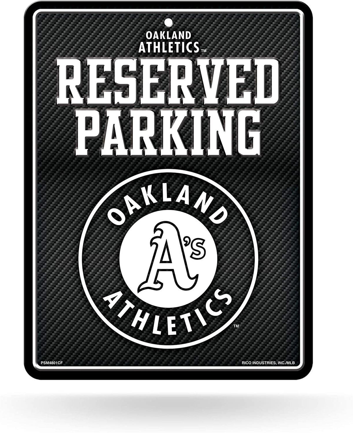 Oakland Athletics A's Metal Parking Novelty Wall Sign 8.5 x 11 Inch Carbon Fiber Design