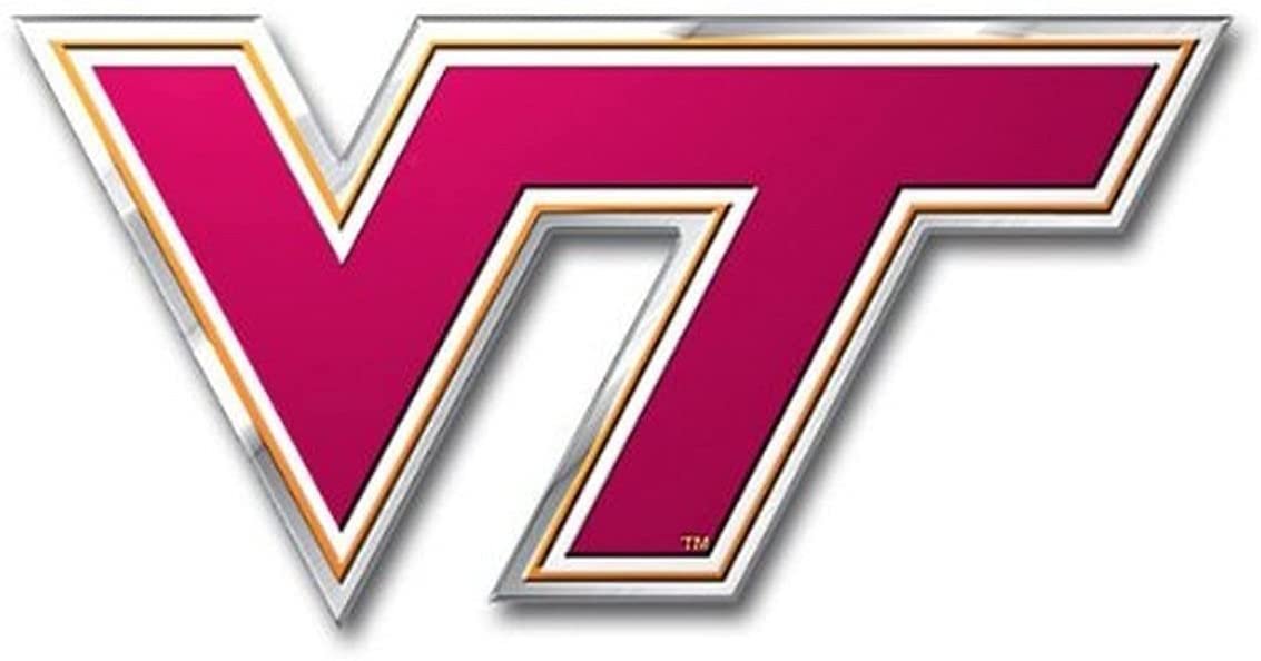 Virginia Tech University Hokies Auto Emblem, Aluminum Metal, Embossed Team Color, Raised Decal Sticker, Full Adhesive Backing